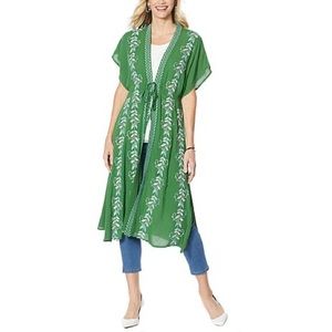 Curations Embroidered Gauze Kaftan